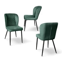PAZZO DESIGN Sedia Simona set da 4 sedie verde in velluto e gambe in metallo