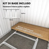 Casetta da Giardino Porta Attrezzi in Acciaio, Tetto inclinato e 4 Prese d'Aria, 152x132x188cm