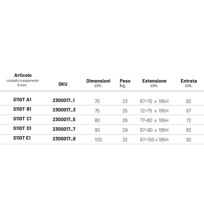 Porta nicchia doccia pieghevole modello edera cristallo temperato 6 millimetri *** misure 97-100xh195 cm trasparente,...