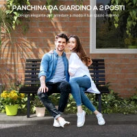 Panchina da Esterno in Alluminio a 2 Posti a Doghe, 123x67x79cm, Nero
