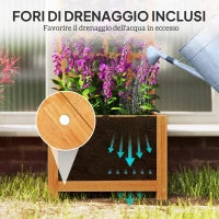 Fioriera con Traliccio per Rampicanti con Foro di Drenaggio e Fodera, in Legno, 40x40x120 cm, Marrone