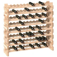 Portabottiglie in Legno di Pino, Cantinetta Vini con 8 Ripiani per 96 Bottiglie, 114x28x113.5 cm, Colore Legno