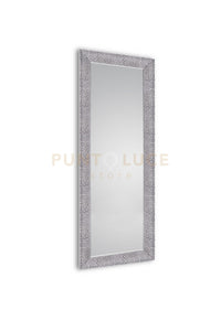 VICKY SPECCHIO DA PARETE CON CORNICE DECORATA IN VETRO CON GANCI X INSTALLAZIONE ORIZZONTALE E VERTICALE NERO CROMO