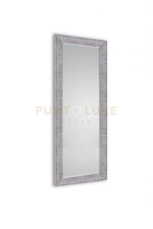 VICKY SPECCHIO DA PARETE CON CORNICE DECORATA IN VETRO CON GANCI X INSTALLAZIONE ORIZZONTALE E VERTICALE NERO CROMO