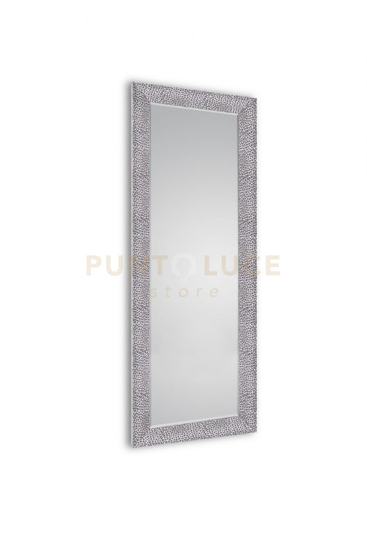 VICKY SPECCHIO DA PARETE CON CORNICE DECORATA IN VETRO CON GANCI X INSTALLAZIONE ORIZZONTALE E VERTICALE NERO CROMO