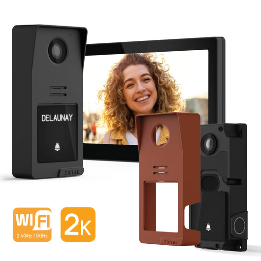 Videocitofono Smart Extel Digital Connect Wi-Fi, 7 Pollici Touch Monitor, 2 fili, Visione Notturna, Apertura da remoto + Cover Esterna Color Terracotta