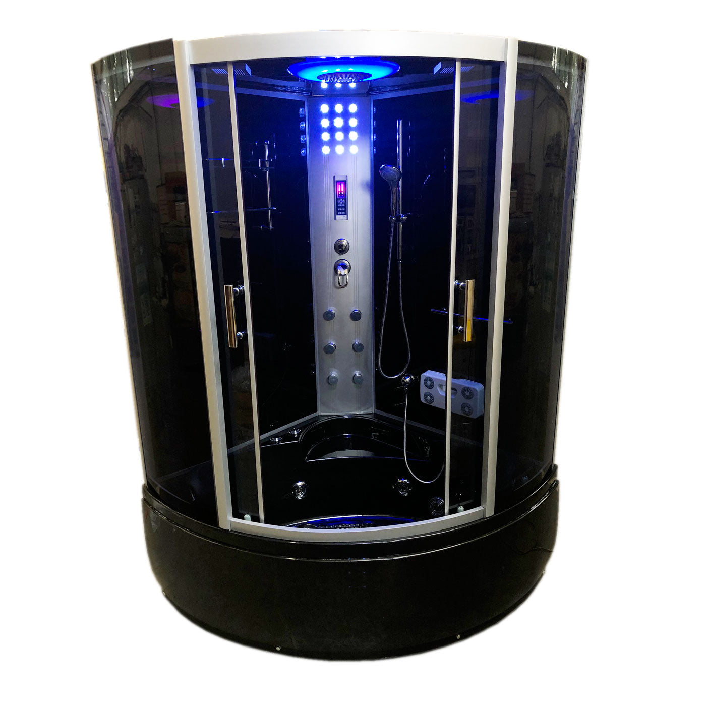 Vasca-doccia idromassaggio nera angolare 130 x 130 cm - Vienna