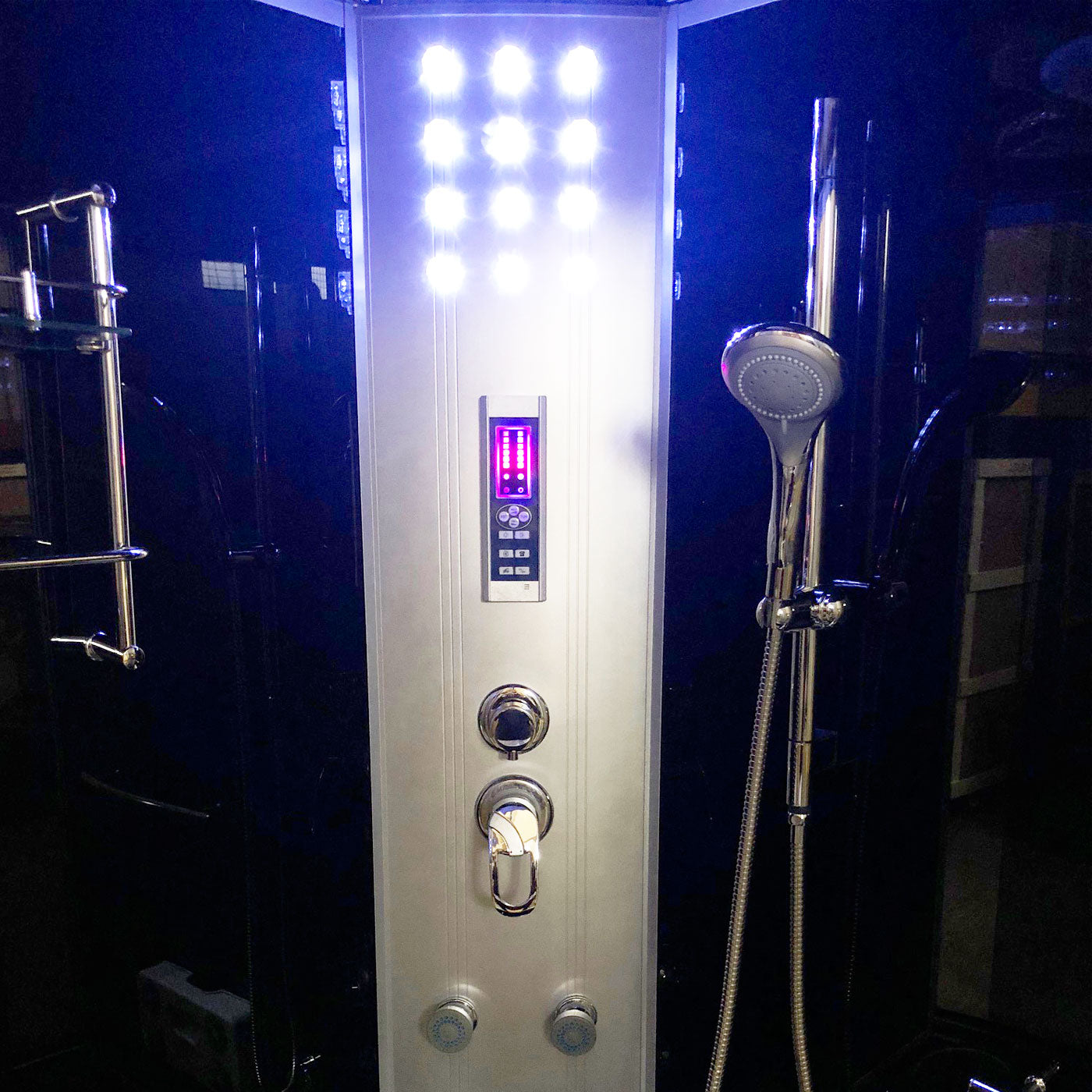 Vasca-doccia idromassaggio nera angolare 130 x 130 cm - Vienna