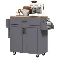 Isola da Cucina con Ruote, Cassetto e Ante 105x36x85 cm, Grigio