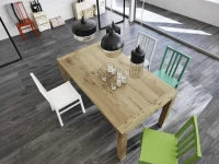 E-STYLO Tavolo allungabile con top impiallacciato rovere naturale e gambe in frassino massello, 90cm X 160/240cm H. 76cm.