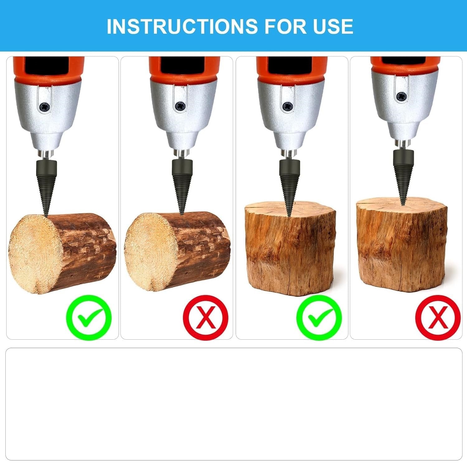 Vite conica spaccalegna 40mm fresa legno punta per trapano con 2 attacchi