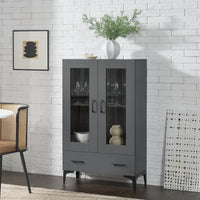 Armadio a Vetrata Søndersø Credenza con Vetrina 115 x 70 x 31 cm Grigio Scuro [en.casa]