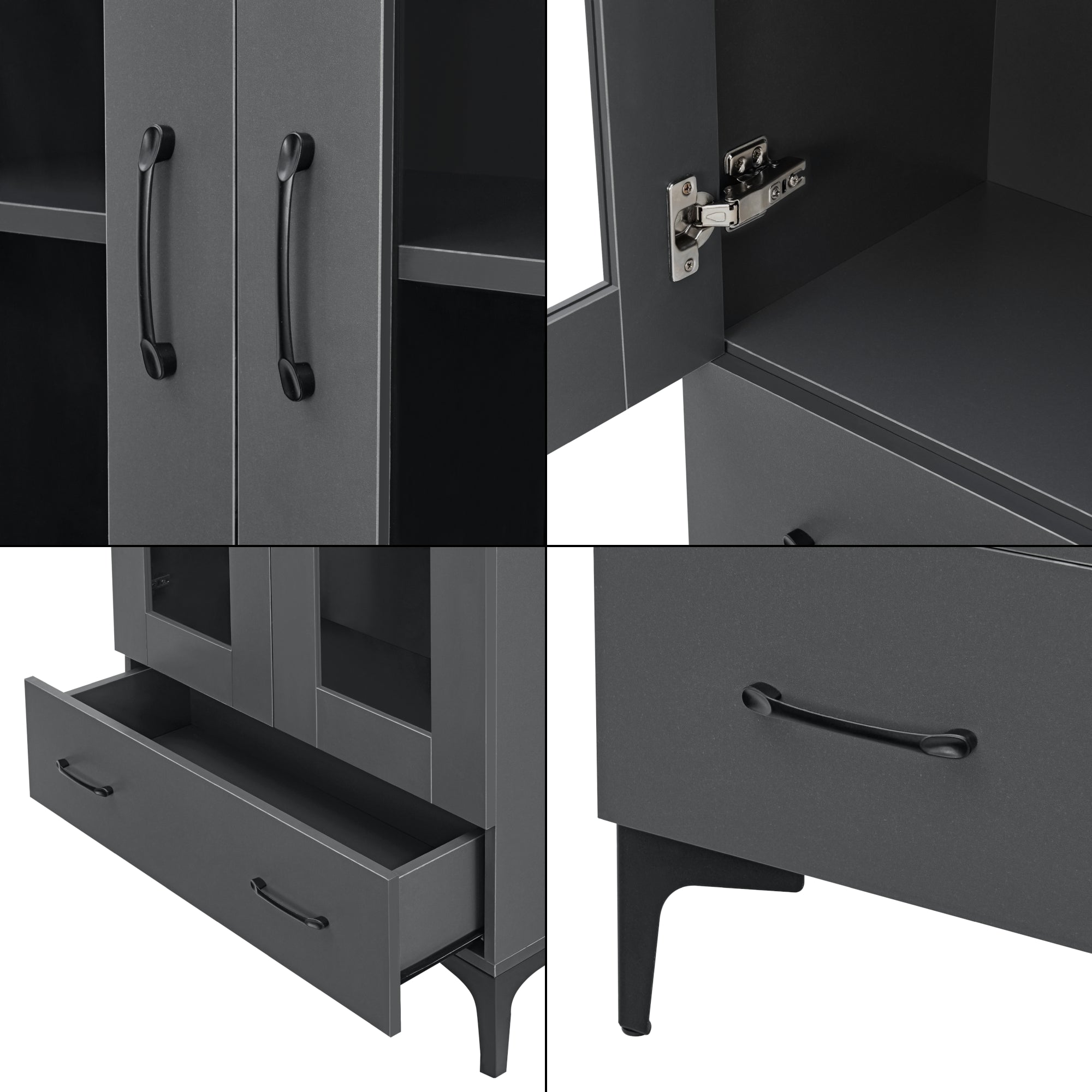 Armadio a Vetrata Søndersø Credenza con Vetrina 115 x 70 x 31 cm Grigio Scuro [en.casa]