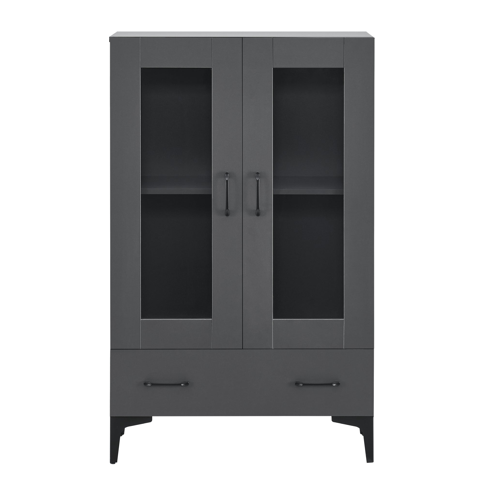 Armadio a Vetrata Søndersø Credenza con Vetrina 115 x 70 x 31 cm Grigio Scuro [en.casa]