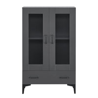 Armadio a Vetrata Søndersø Credenza con Vetrina 115 x 70 x 31 cm Grigio Scuro [en.casa]