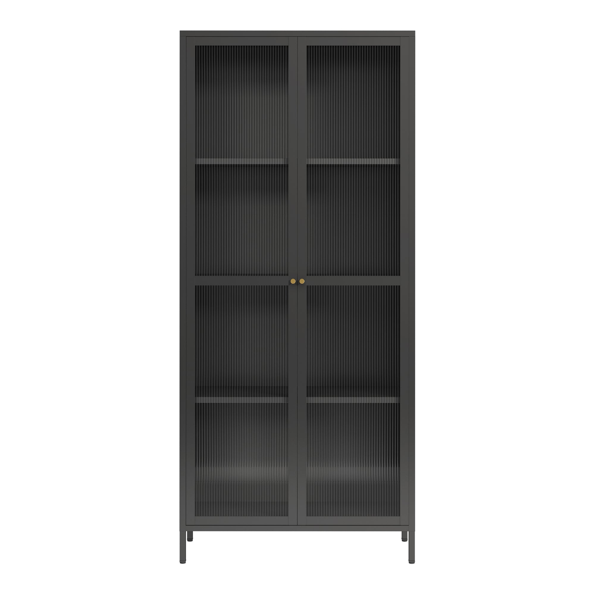 Armadio a Vetrata Säkylä con 4 Scomparti 180 x 80 x 35 cm in Acciaio - Nero [en.casa]