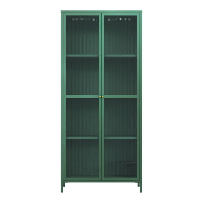 Armadio a Vetrata Säkylä con 4 Scomparti 180 x 80 x 35 cm in Acciaio - Verde Abete [en.casa]