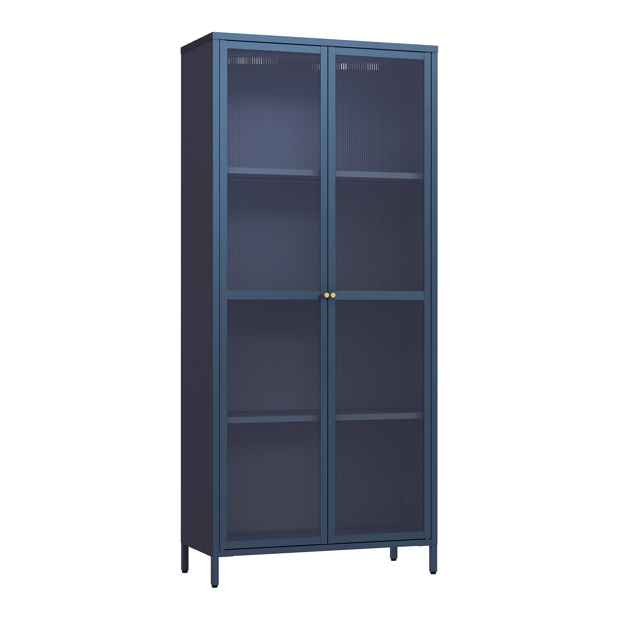 Armadio a Vetrata Säkylä con 4 Scomparti 180 x 80 x 35 cm in Acciaio - Blu Marino [en.casa]