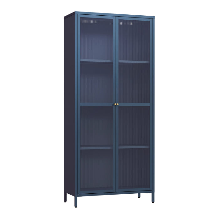 Armadio a Vetrata Säkylä con 4 Scomparti 180 x 80 x 35 cm in Acciaio - Blu Marino [en.casa]