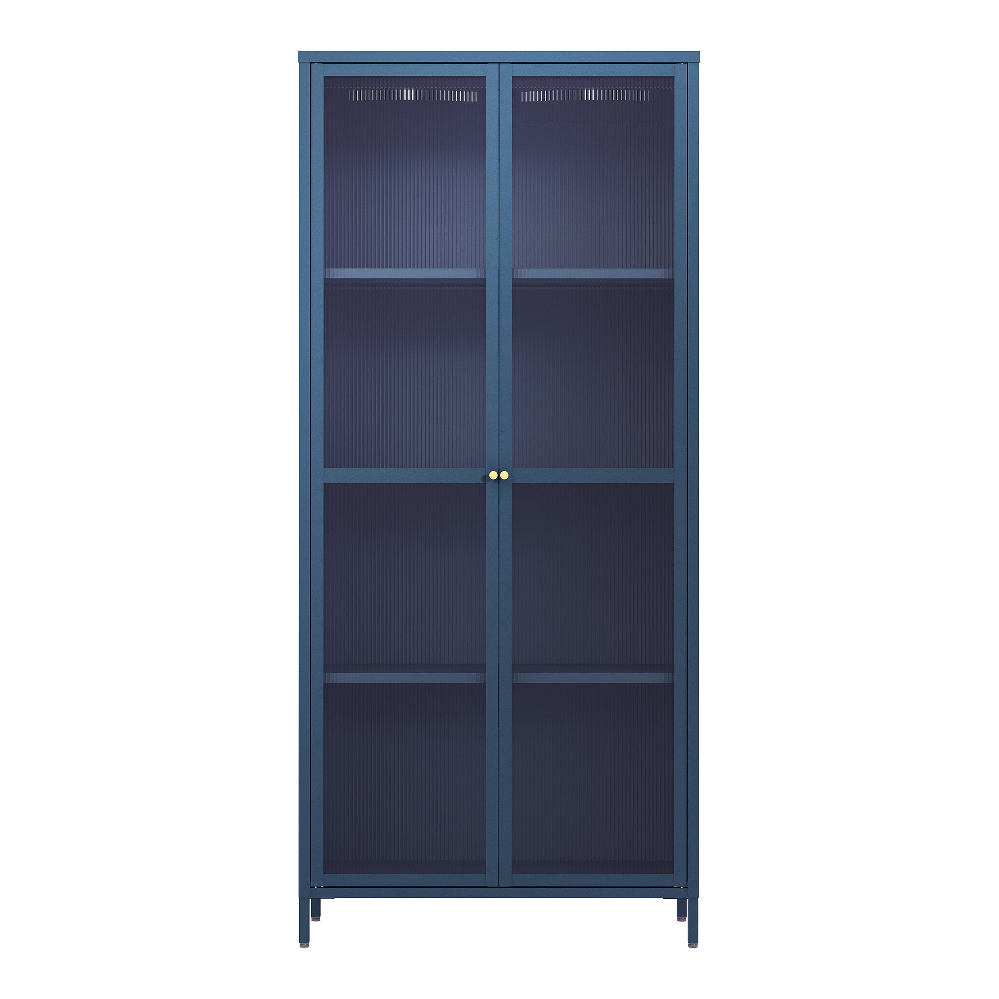 Armadio a Vetrata Säkylä con 4 Scomparti 180 x 80 x 35 cm in Acciaio - Blu Marino [en.casa]