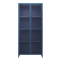 Armadio a Vetrata Säkylä con 4 Scomparti 180 x 80 x 35 cm in Acciaio - Blu Marino [en.casa]