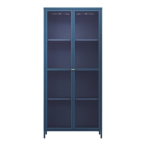 Armadio a Vetrata Säkylä con 4 Scomparti 180 x 80 x 35 cm in Acciaio - Blu Marino [en.casa]