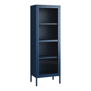 Armadio a Vetrata Säkylä con 4 Scomparti 150 x 50 x 35 cm in Acciaio - Blu Marino [en.casa]