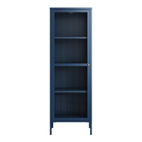 Armadio a Vetrata Säkylä con 4 Scomparti 150 x 50 x 35 cm in Acciaio - Blu Marino [en.casa]