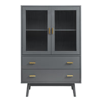 Credenza Susa con Vetrina e 2 Cassetti 120x80x40 cm Grigio [en.casa]