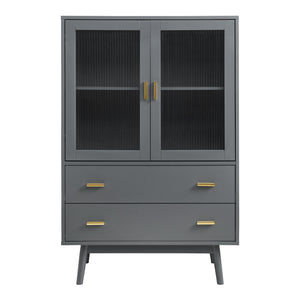 Credenza Susa con Vetrina e 2 Cassetti 120x80x40 cm Grigio [en.casa]