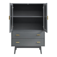 Credenza Susa con Vetrina e 2 Cassetti 120x80x40 cm Grigio [en.casa]