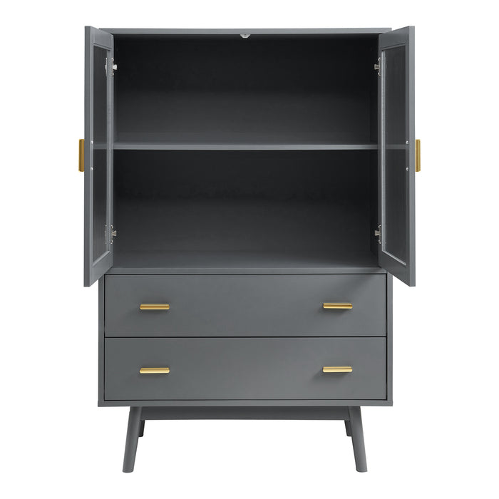 Credenza Susa con Vetrina e 2 Cassetti 120x80x40 cm Grigio [en.casa]