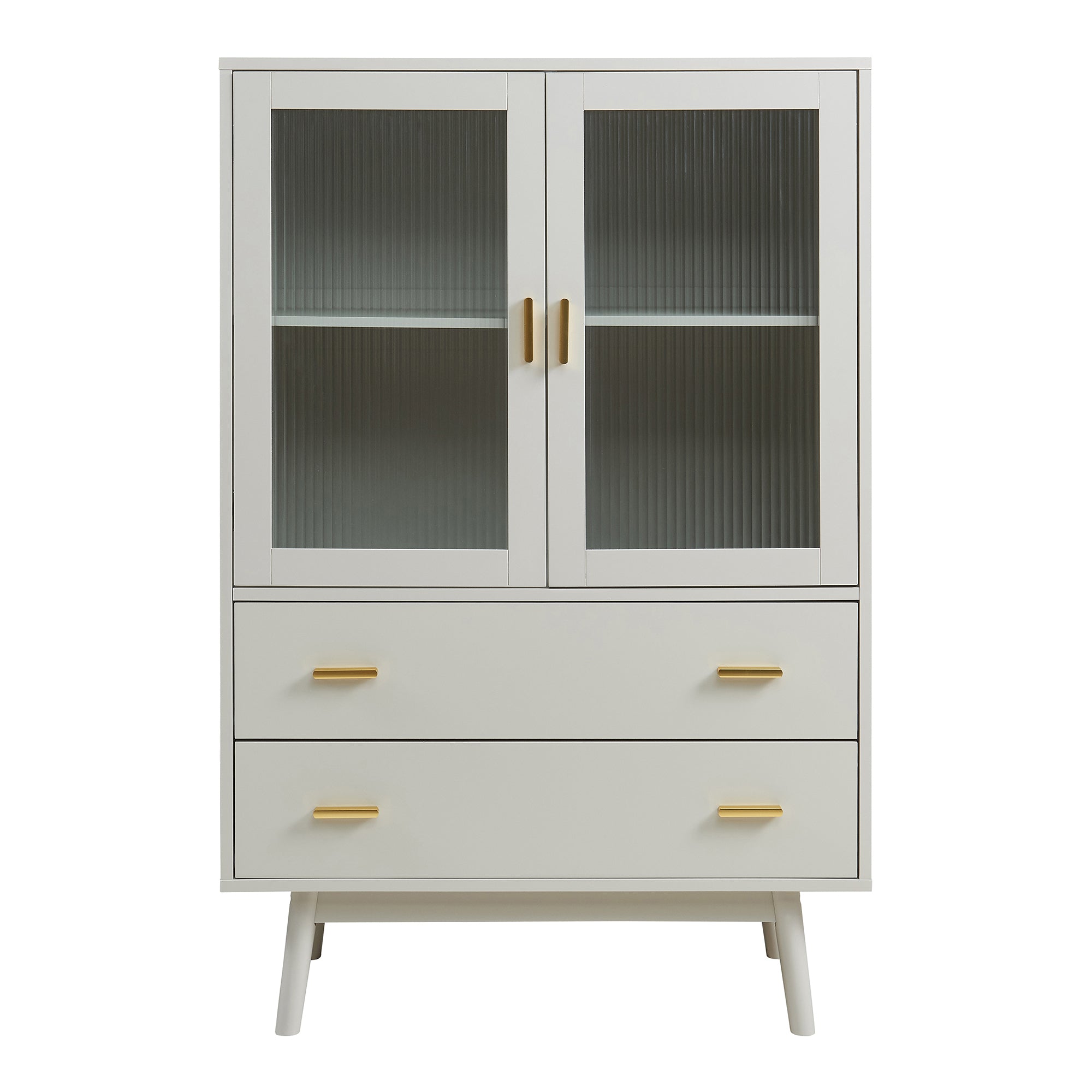 Credenza Susa con Vetrina e 2 Cassetti 120x80x40 cm Beige [en.casa]