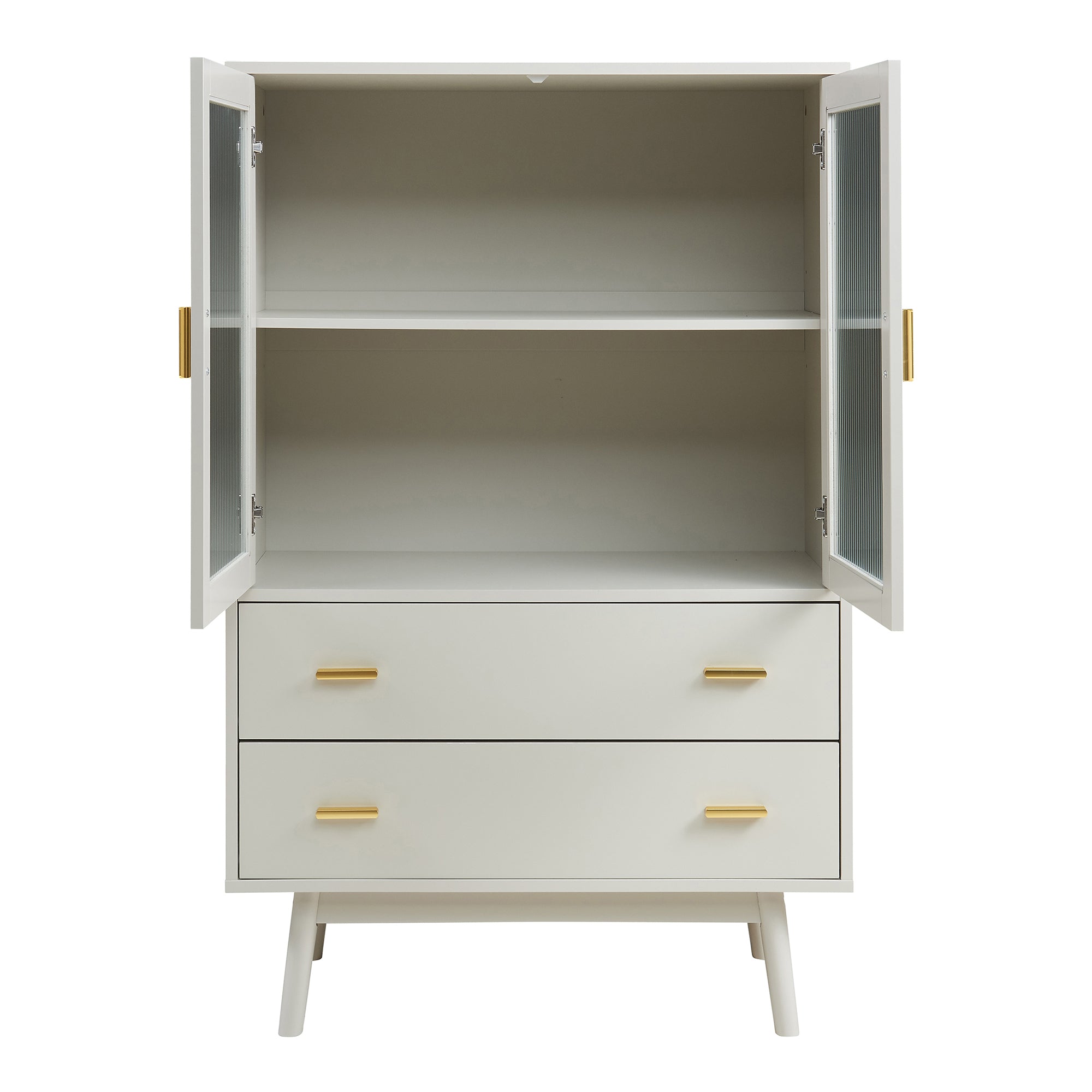 Credenza Susa con Vetrina e 2 Cassetti 120x80x40 cm Beige [en.casa]