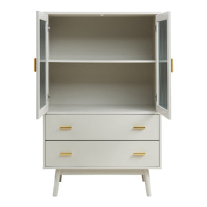 Credenza Susa con Vetrina e 2 Cassetti 120x80x40 cm Beige [en.casa]