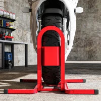 Blocca Ruota Moto Regolabile su 3 Livelli da 250 kg max in Metallo, 60x55x43 cm, Rosso