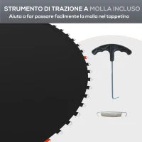 Tappeto Elastico di Ricambio per Trampolino da 3m con 8 Cuciture e Rivestimento Anti UV, Nero