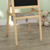 Lavagna per Bambini con Cavalletto 3 in 1 e Cestini, Età 3-6 anni, 58x50.5x109cm, Color legno