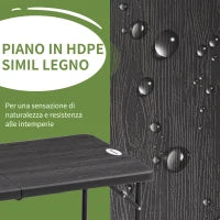 Tavolo da Giardino Pieghevole per 4 Persone con Altezza Regolabile, in Acciaio e HDPE, 118x60x74 cm
