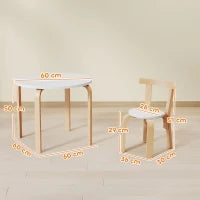 Set Tavolo e Sedie per Bambini 3-8 Anni 5 pz con Bordi Arrotondati in Legno Bianco
