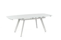E-STYLO Tavolo allungabile con top in vetro temperato extra white, gambe e struttura in metallo verniciato bianco, 90cm X 140/175/210cm H. 76cm.