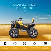 Quad per Bambini Elettrico 12V con Fari e Batteria Ricaricabile, Età 3-5 Anni, 100x65x73cm, Giallo