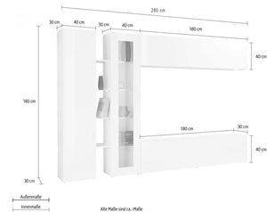 Parete attrezzata bianca soggiorno mobile TV vetrina armadio Joy Duet