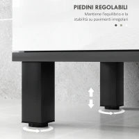 Mobile Sottolavabo Bagno con Armadietto 2 Ante e Ripiano Regolabile, 80x34x60 cm, Bianco Lucido
