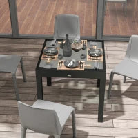 Tavolo da Giardino in Alluminio con Piano in Vetro Temperato, 160 x 80 x 75 cm, Trasparente