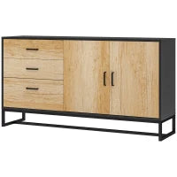 Credenza Moderna con 3 Cassetti e un Armadietto Cucina 2 Ante Soft-Close con Ripiano Regolabile