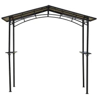 Gazebo da Giardino per Barbecue BBQ con Tetto in PC e Mensole Laterali, 246x149x230cm, Nero