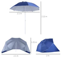 Ombrellone Tenda Parasole 2 in 1 con Protezione UV 50, in Poliestere e Ferro, 2x2.2 m, Blu