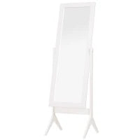 Specchio a Figura Intera con 4 Gambe e Angolazione Regolabile, in Legno e Vetro, 47x46x148 cm, Bianco