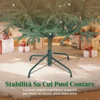 Albero di Natale Artificiale da 150 cm e Ignifugo con 1375 Rami Realistici, Base in Metallo Pieghevole